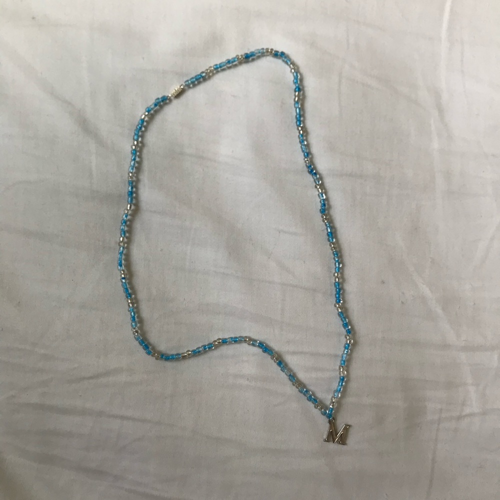 Clear Blue and Silver Beaded Marco Gras Beads